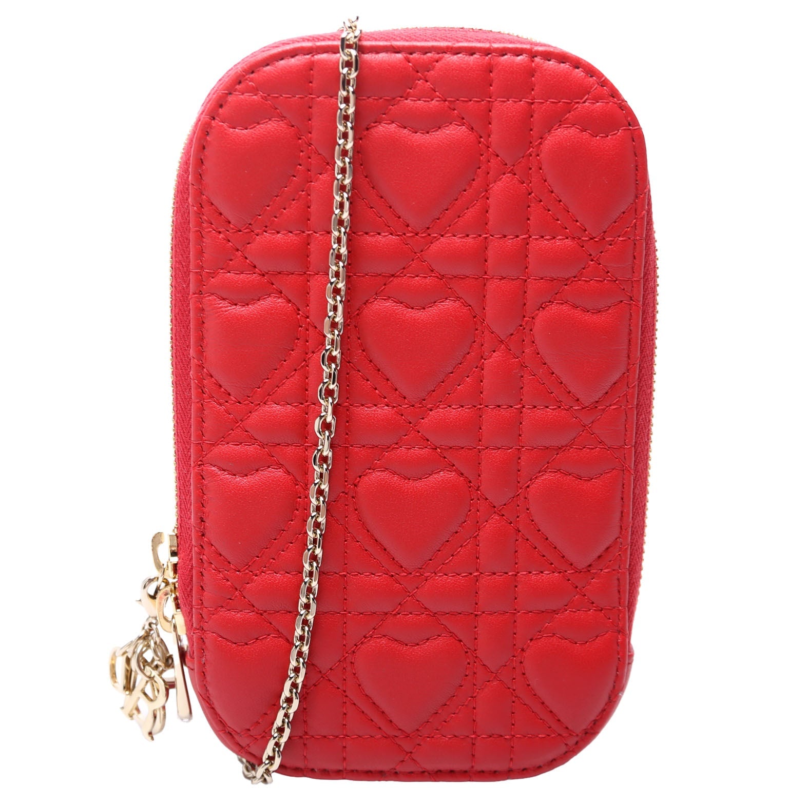 Lady Dior Call'in Dior Phone Holder Dioramour Lambskin Cannage Red