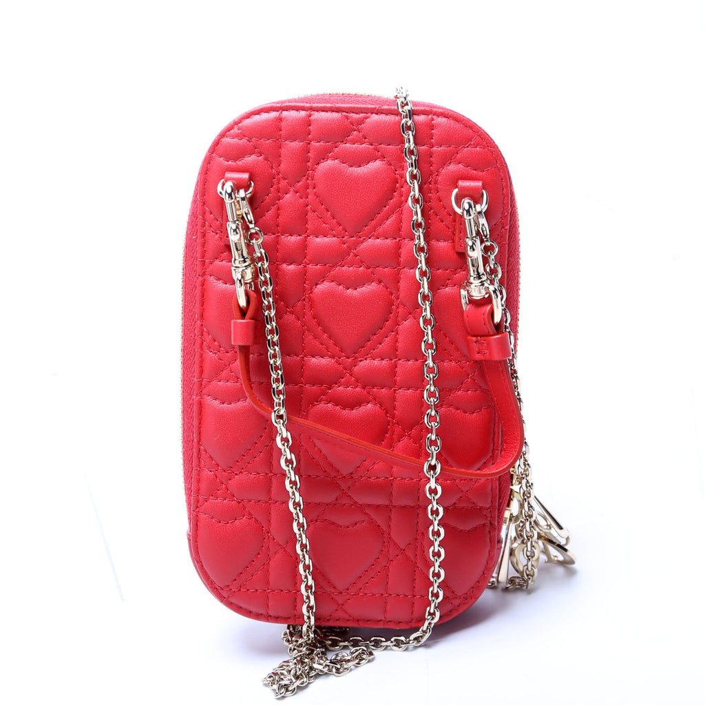 Lady Dior Call'in Dior Phone Holder Dioramour Lambskin Cannage Red