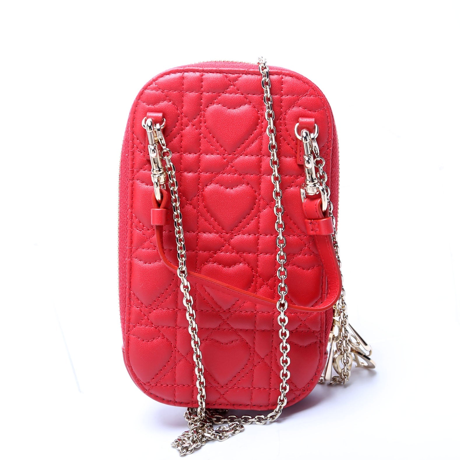 Lady Dior Call'in Dior Phone Holder Dioramour Lambskin Cannage Red