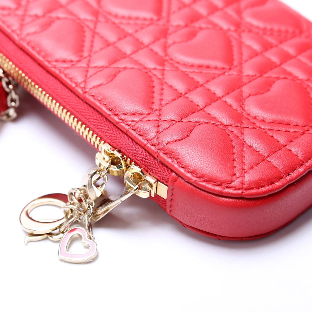 Lady Dior Call'in Dior Phone Holder Dioramour Lambskin Cannage Red