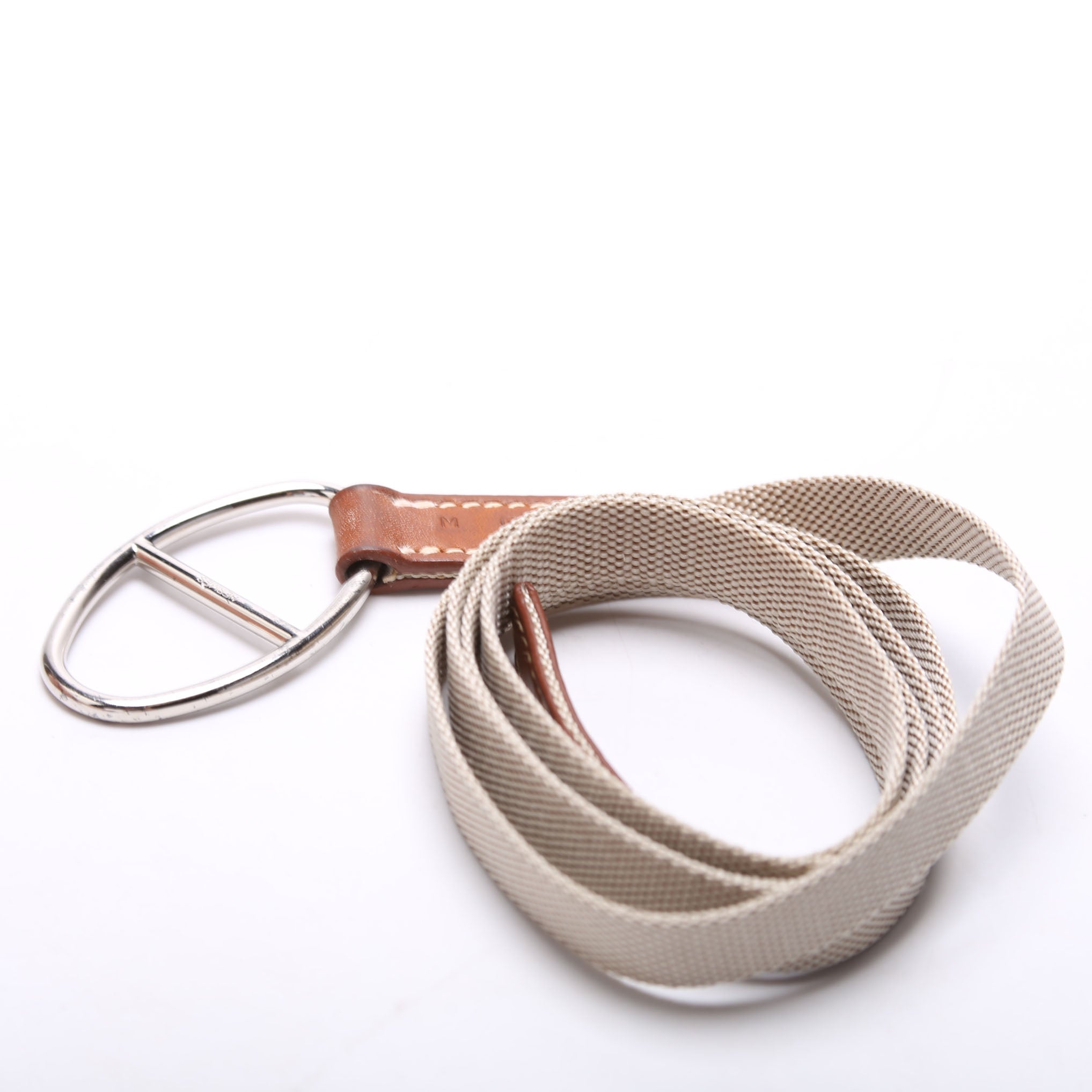 Hermes Chaine D'ancre Canvas Thin Belt Size M Brown/Beige
