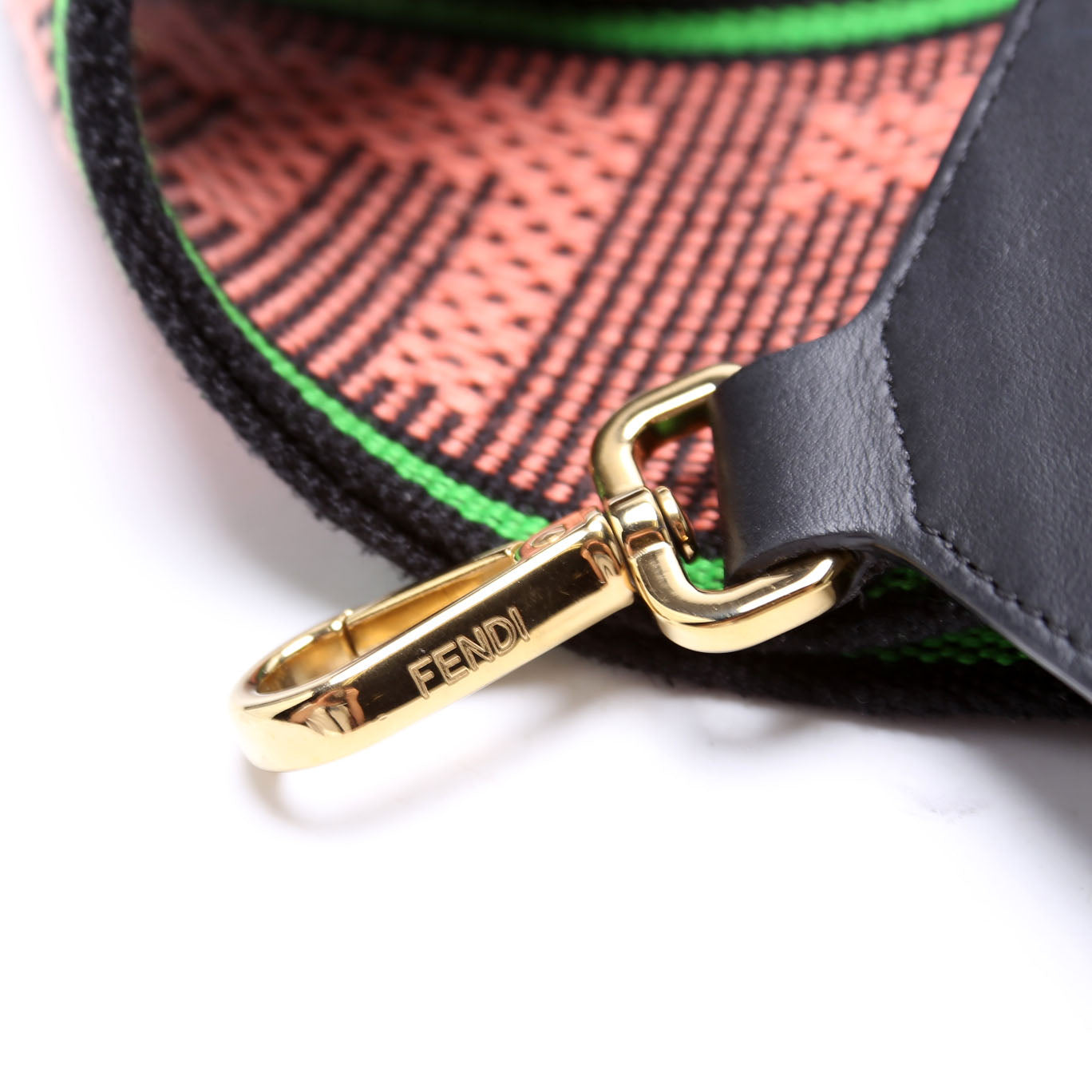 Fendi Logo Cannete Ribbon Adjustable Strap Pink
