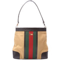0014231 Sherry Line Web/Leather Shoulder Bag Vintage