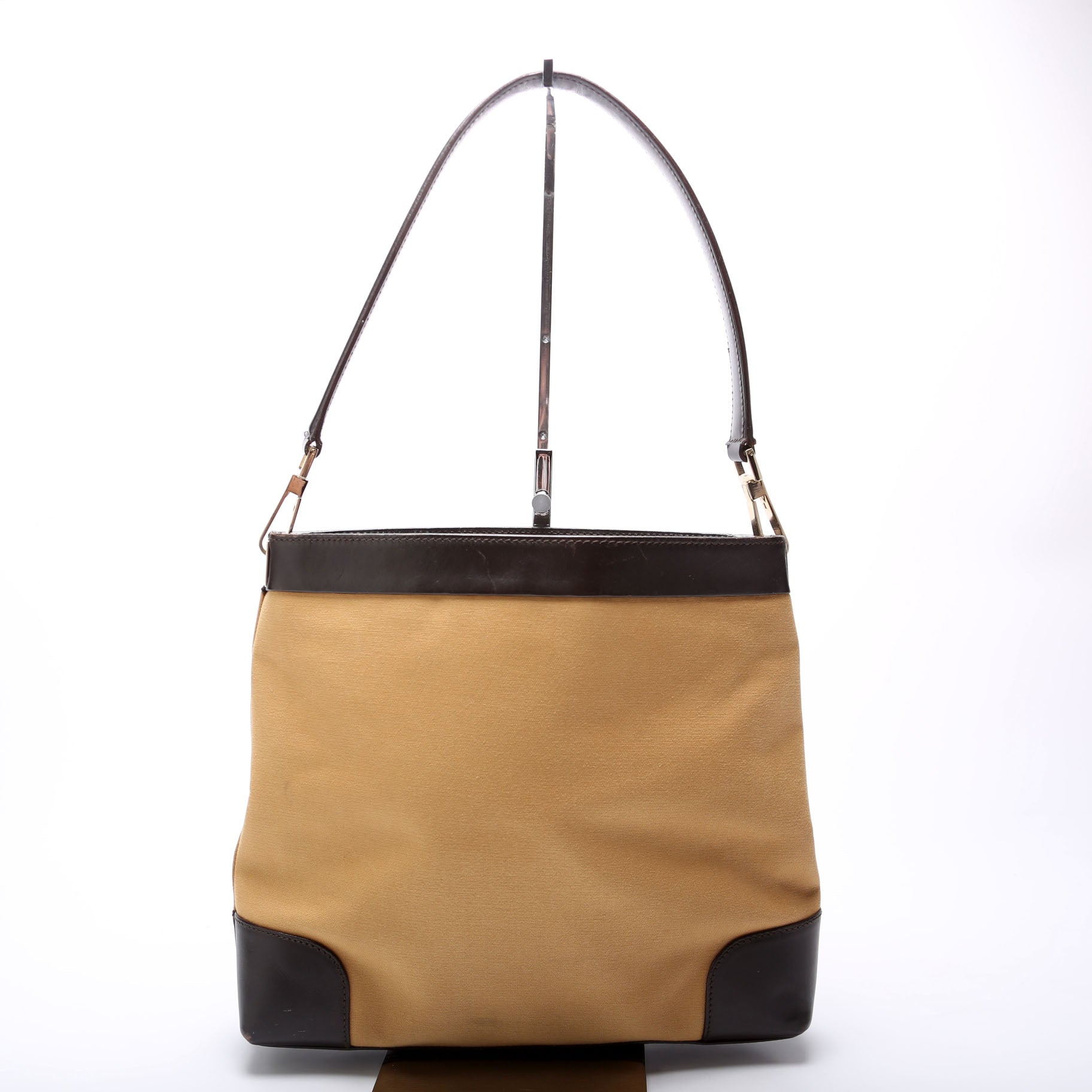 0014231 Sherry Line Web/Leather Shoulder Bag Vintage