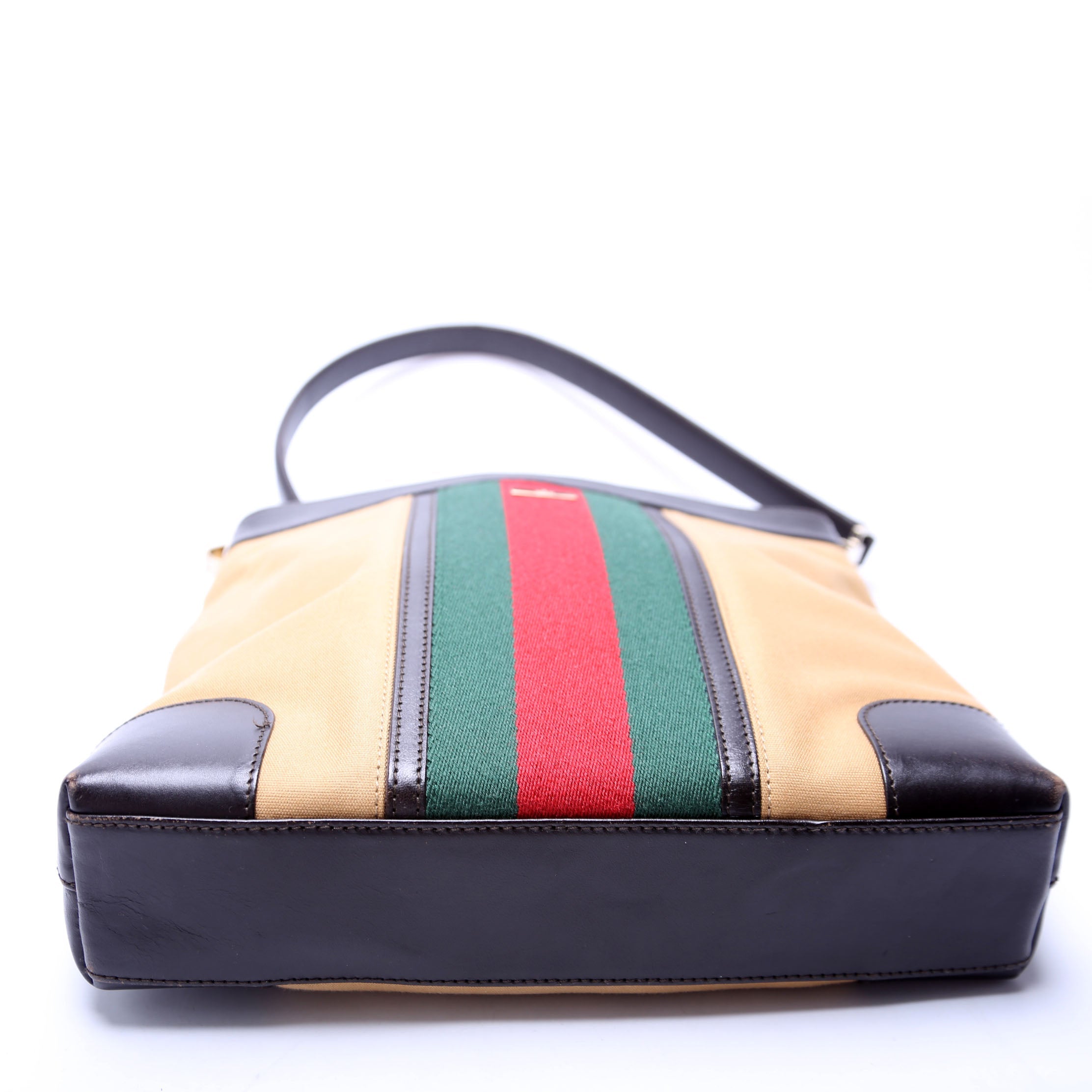 0014231 Sherry Line Web/Leather Shoulder Bag Vintage