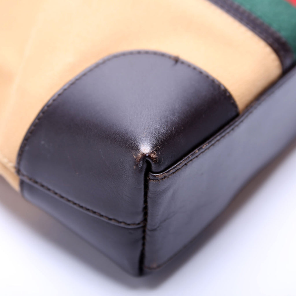 0014231 Sherry Line Web/Leather Shoulder Bag Vintage