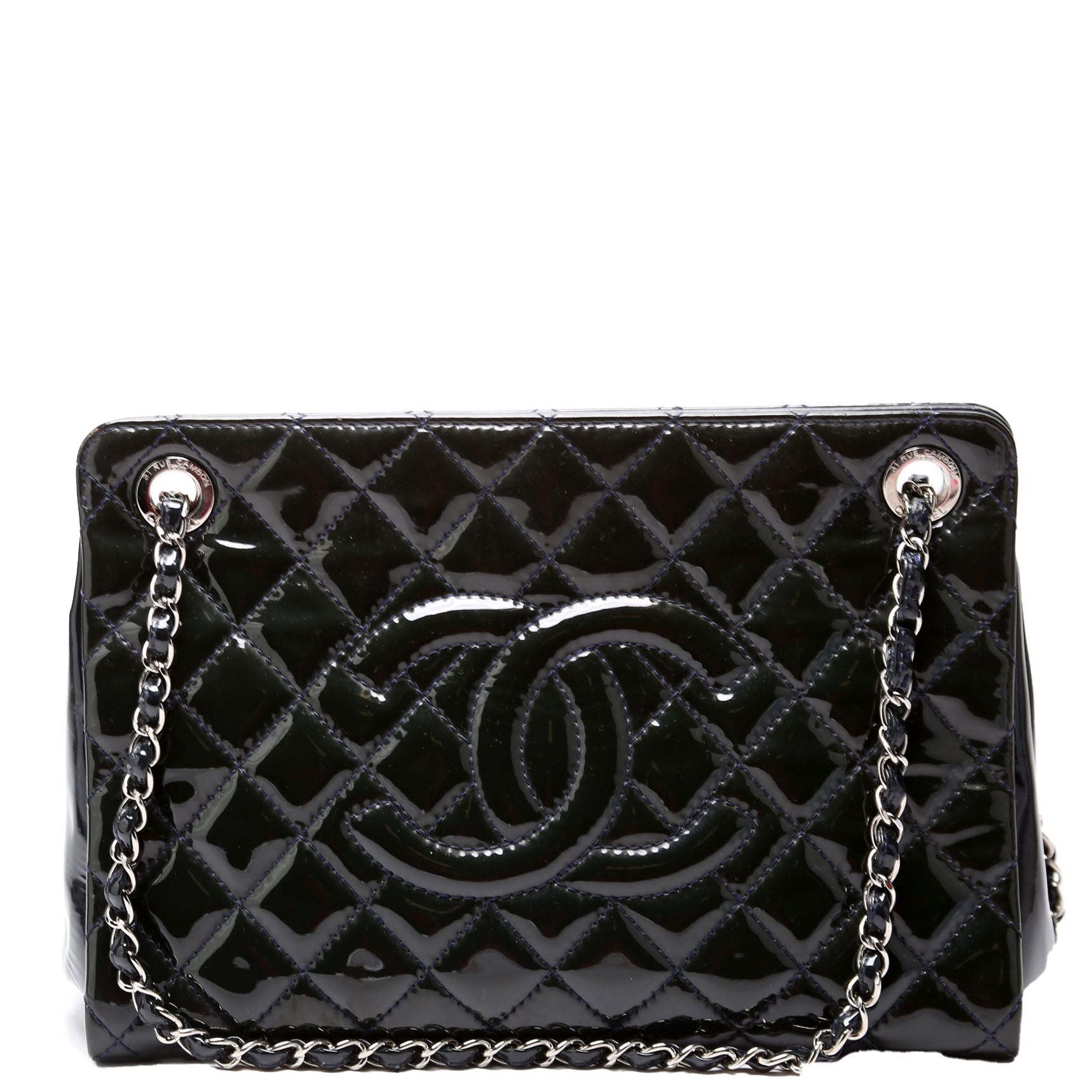 Petite Timeless CC Tote Quilted Patent 17M Blue