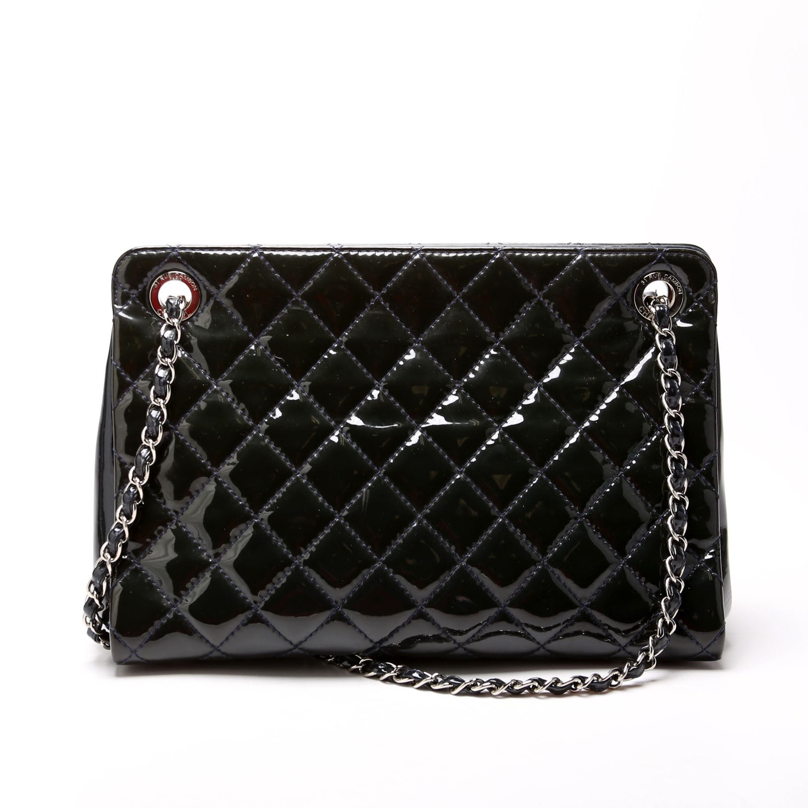 Petite Timeless CC Tote Quilted Patent 17M Blue