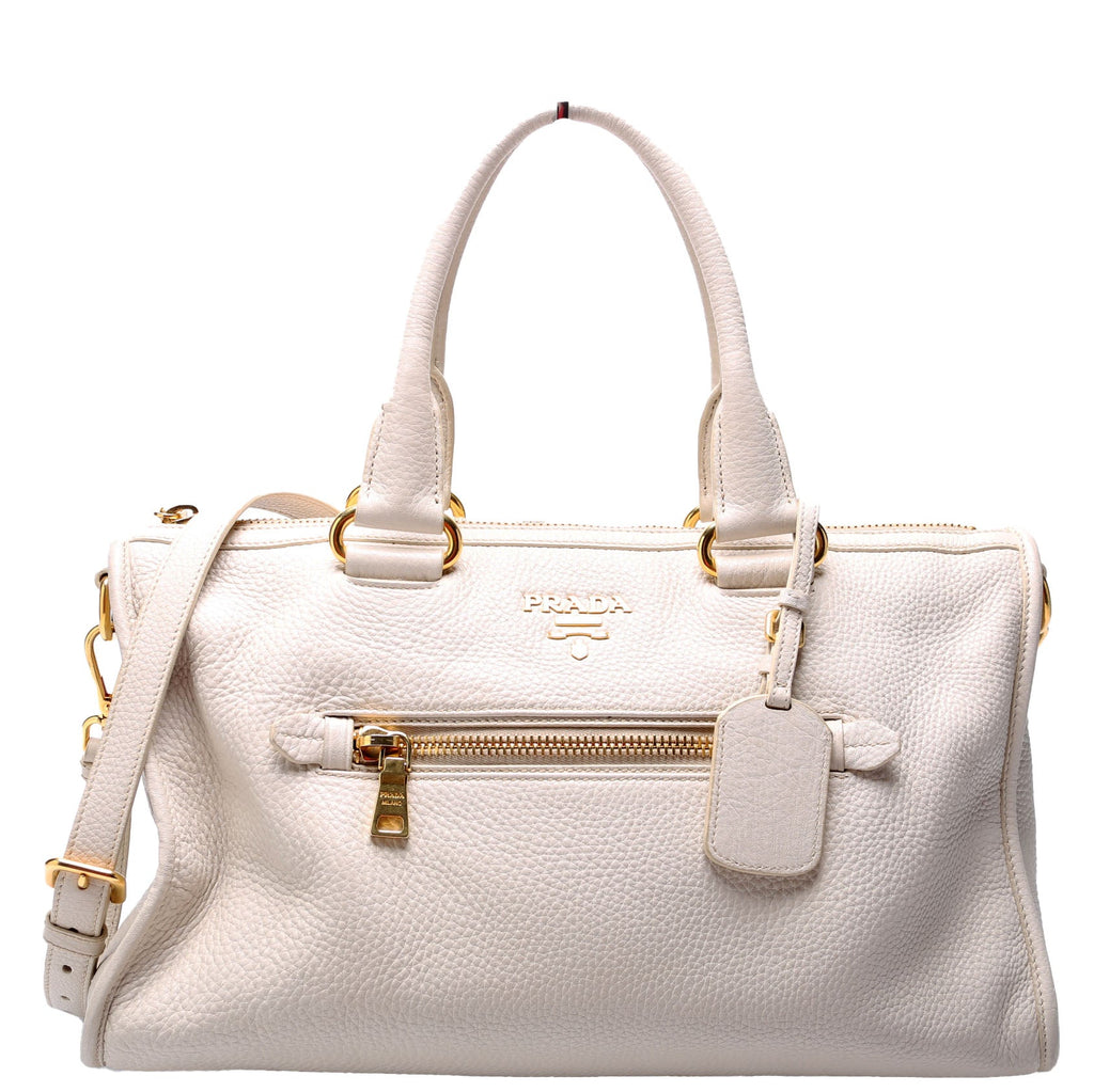 ON HOLD Vitello Daino Zip Shopping Satchel Large White