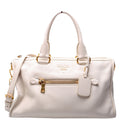 ON HOLD Vitello Daino Zip Shopping Satchel Large White