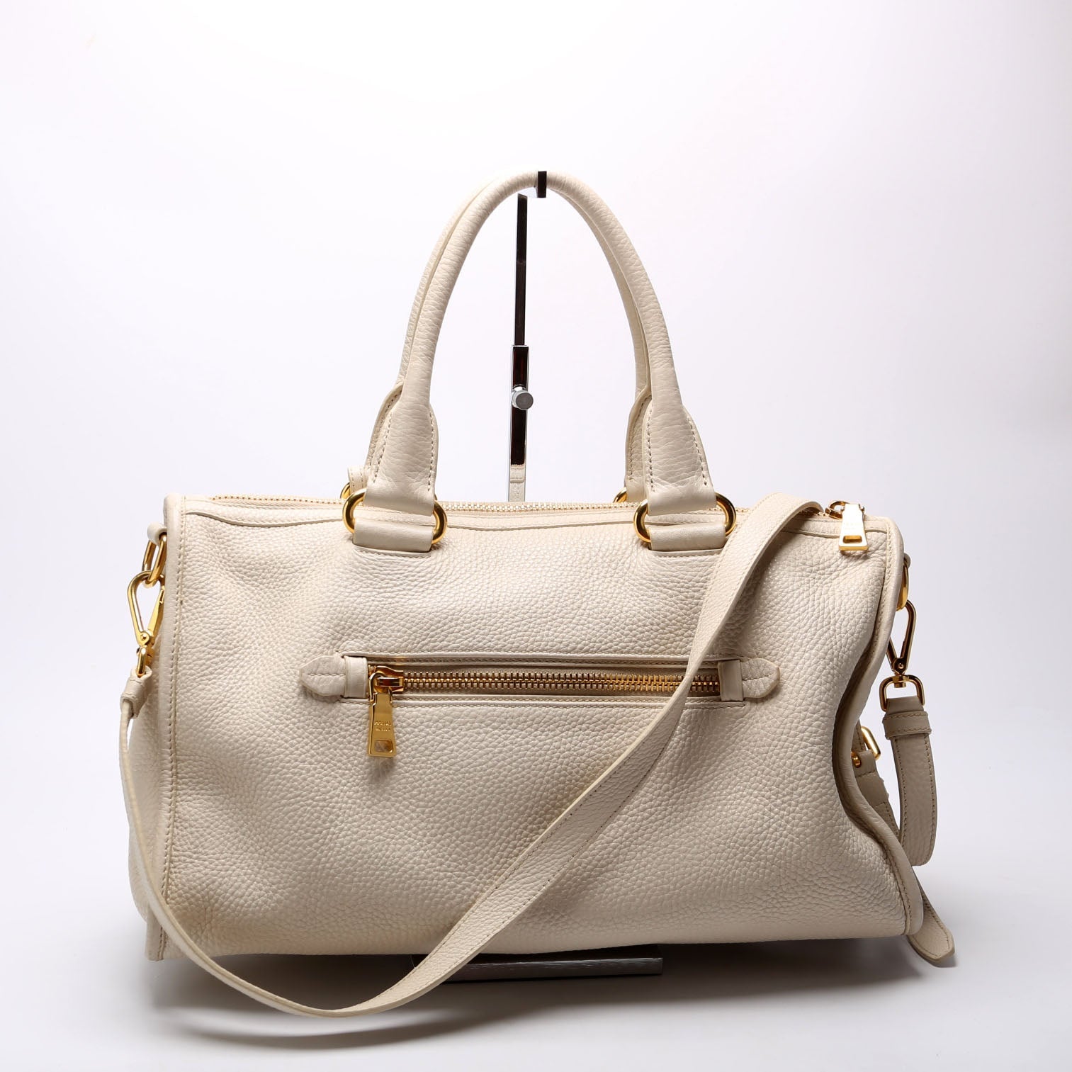 ON HOLD Vitello Daino Zip Shopping Satchel Large White