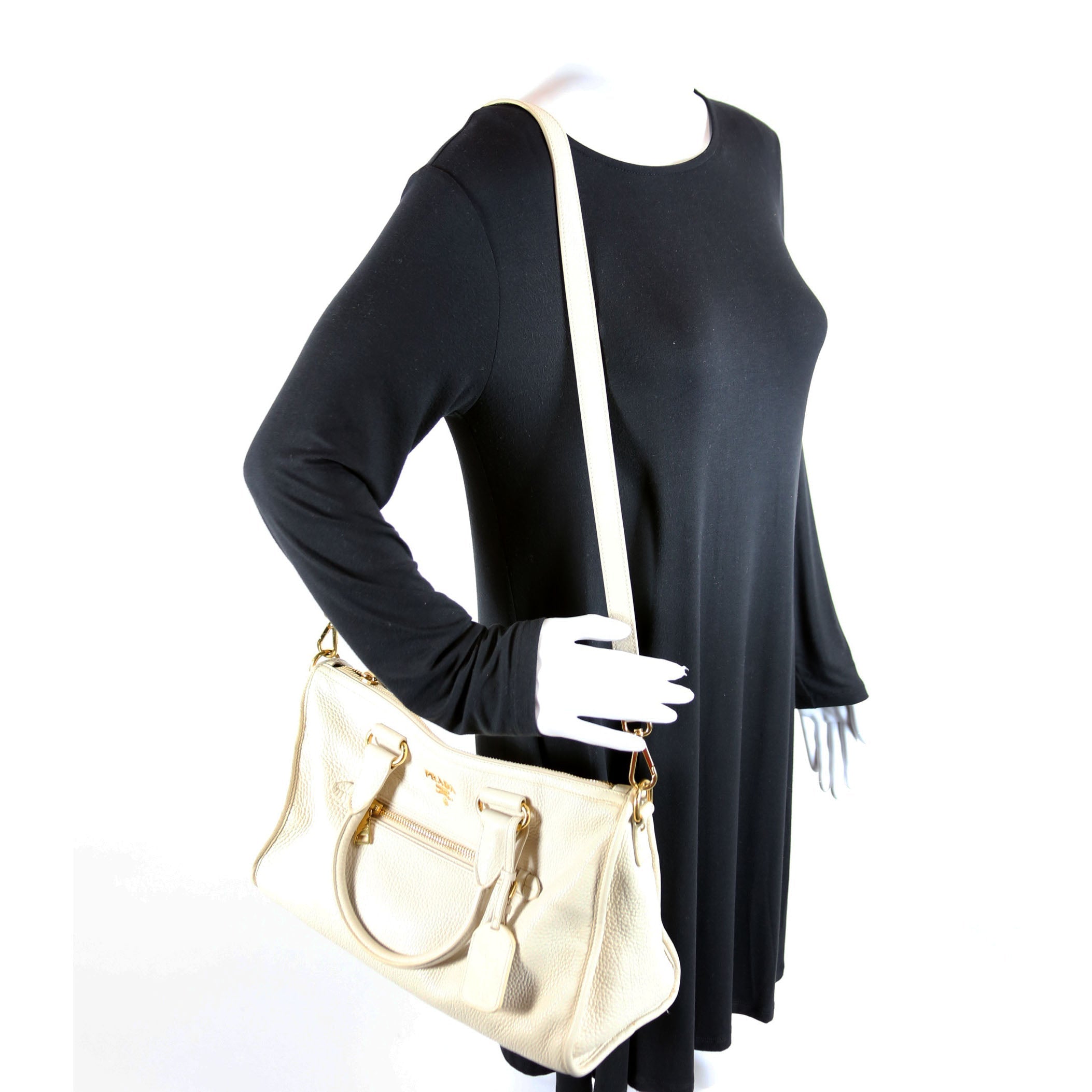 ON HOLD Vitello Daino Zip Shopping Satchel Large White