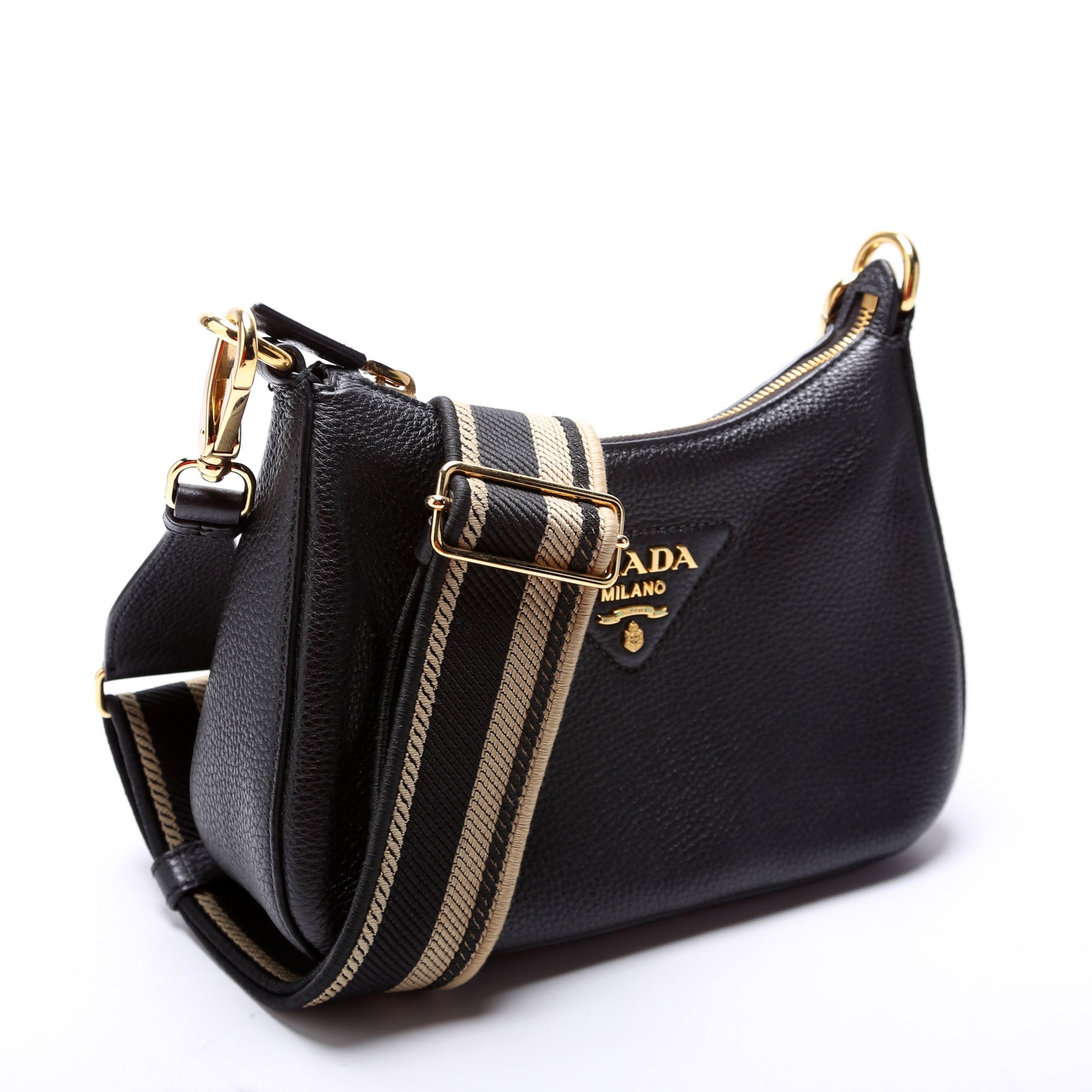 Vitello Daino Soft Leather Crossbody Black