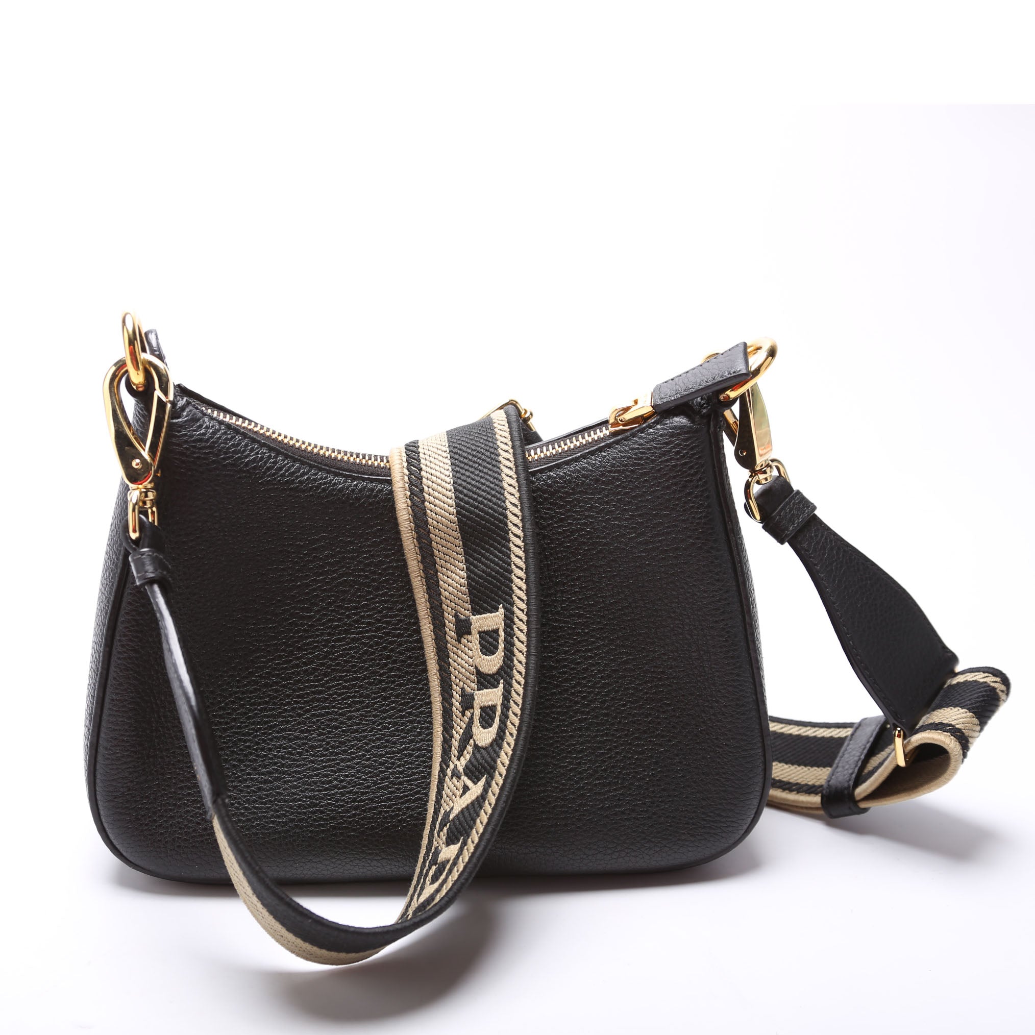 Vitello Daino Soft Leather Crossbody Black