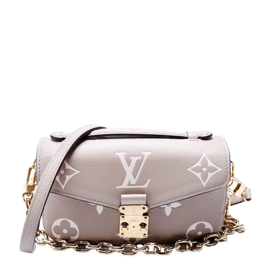 Pochette Metis East West Bicolor Empreinte Taupe