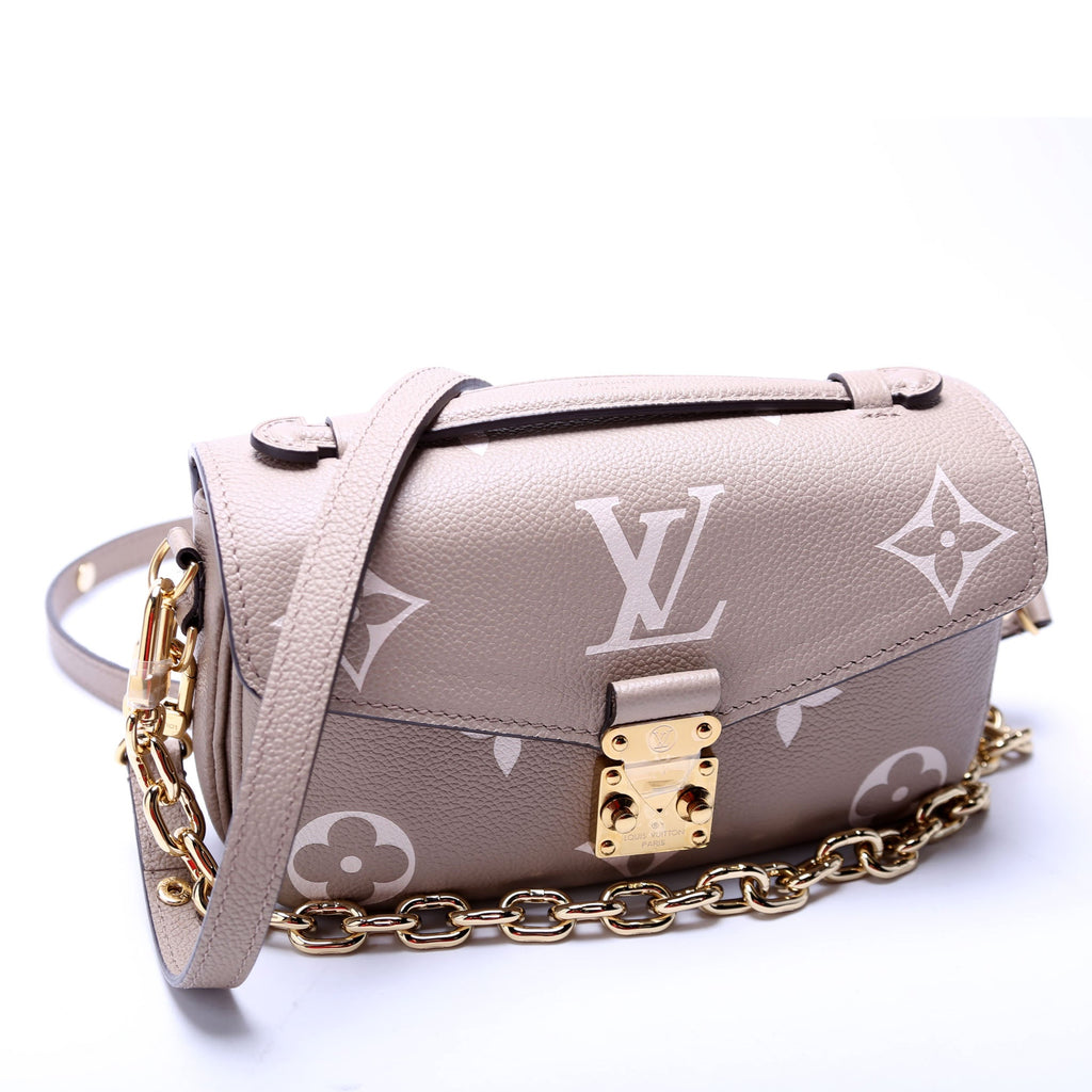 Pochette Metis East West Bicolor Empreinte Taupe