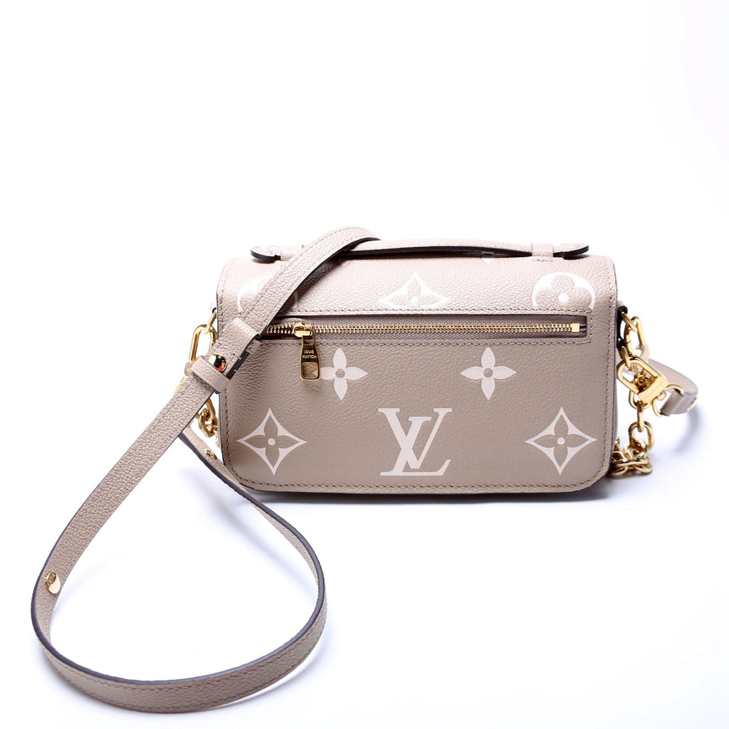 Pochette Metis East West Bicolor Empreinte Taupe
