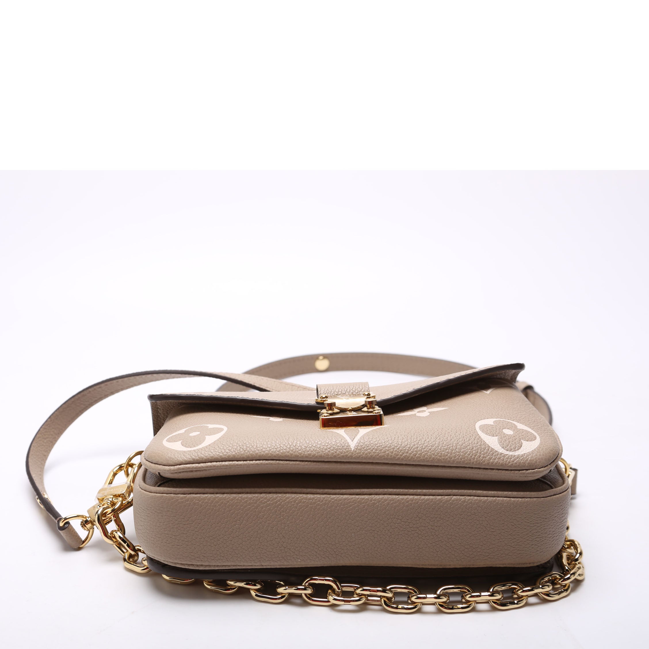 Pochette Metis East West Bicolor Empreinte Taupe