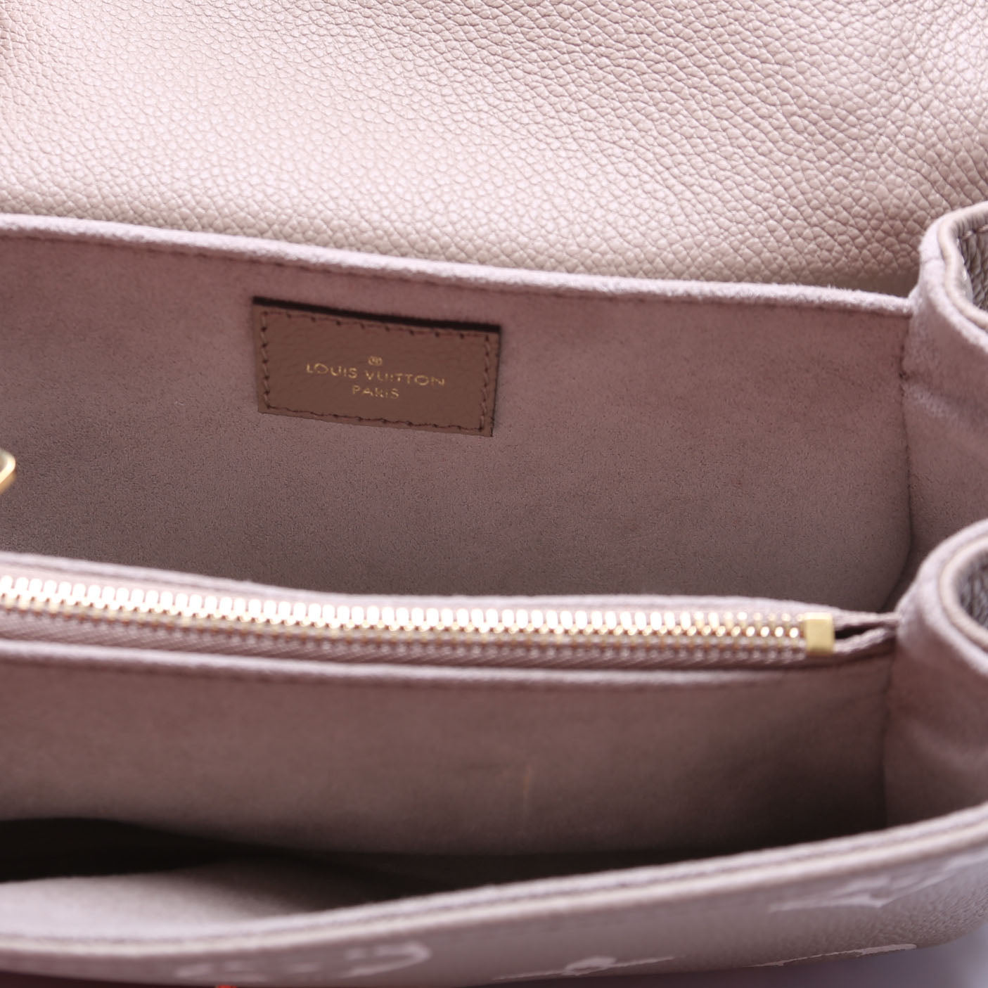 Pochette Metis East West Bicolor Empreinte Taupe