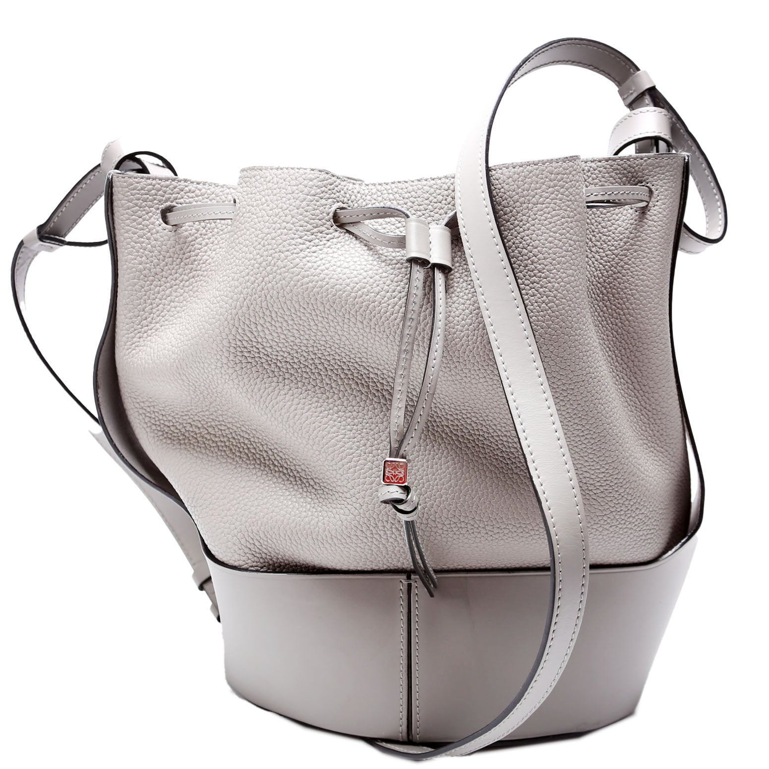 Balloon Bucket Bag Small Grain Leather Grey