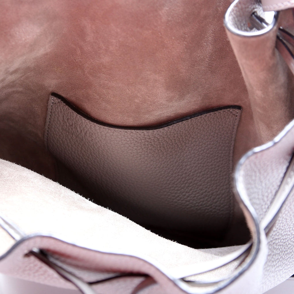 Balloon Bucket Bag Small Grain Leather Grey
