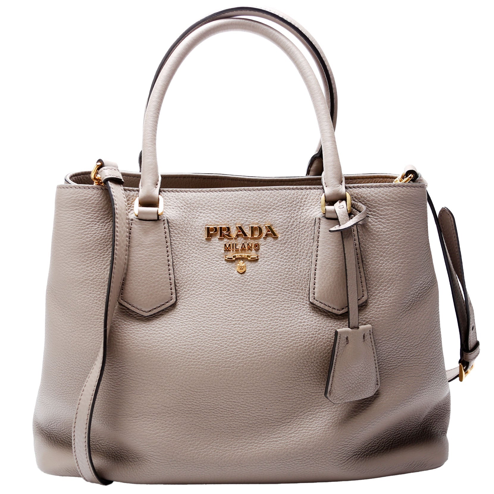 1BA239 Vitello Phenix Double Tote Taupe