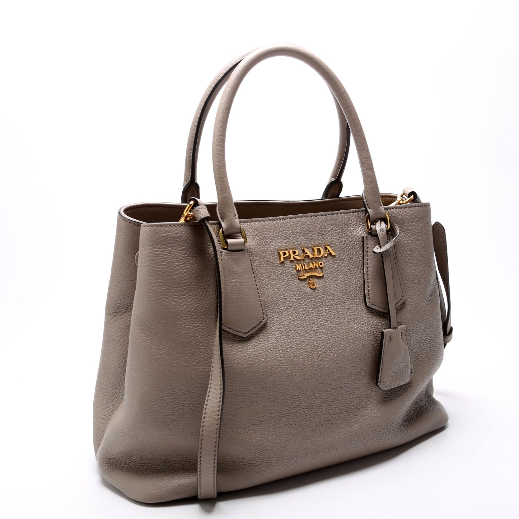 1BA239 Vitello Phenix Double Tote Taupe