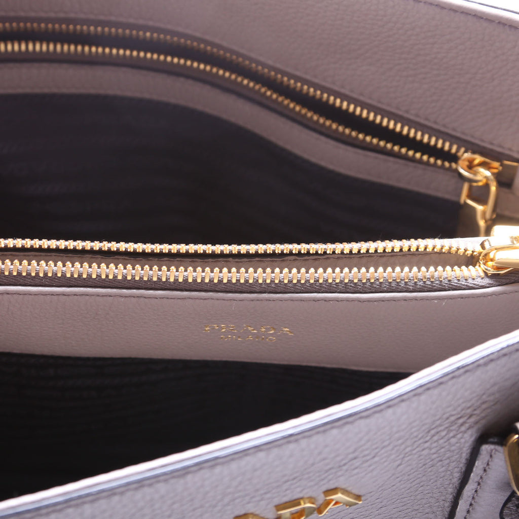 1BA239 Vitello Phenix Double Tote Taupe
