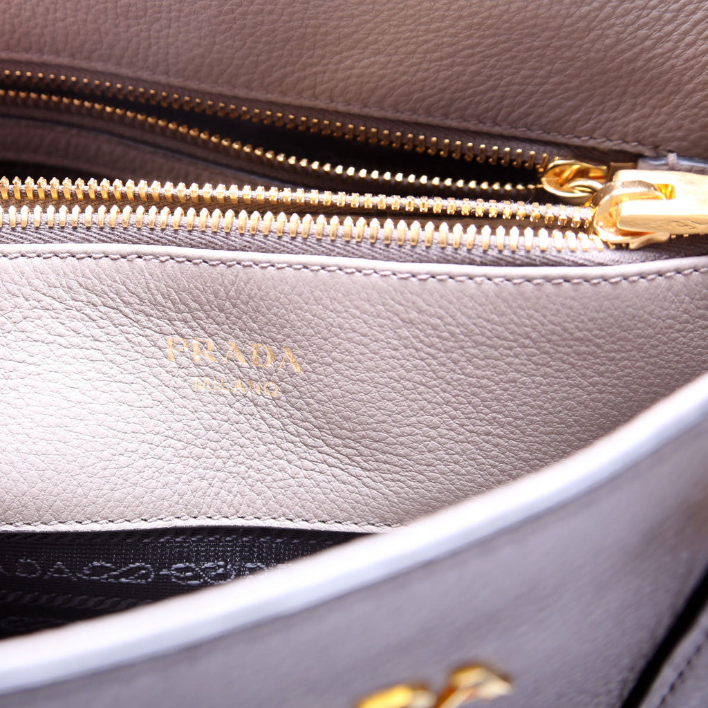 1BA239 Vitello Phenix Double Tote Taupe