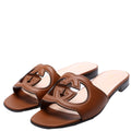 Interlocking G Leather Slide Sandals Size 39.5