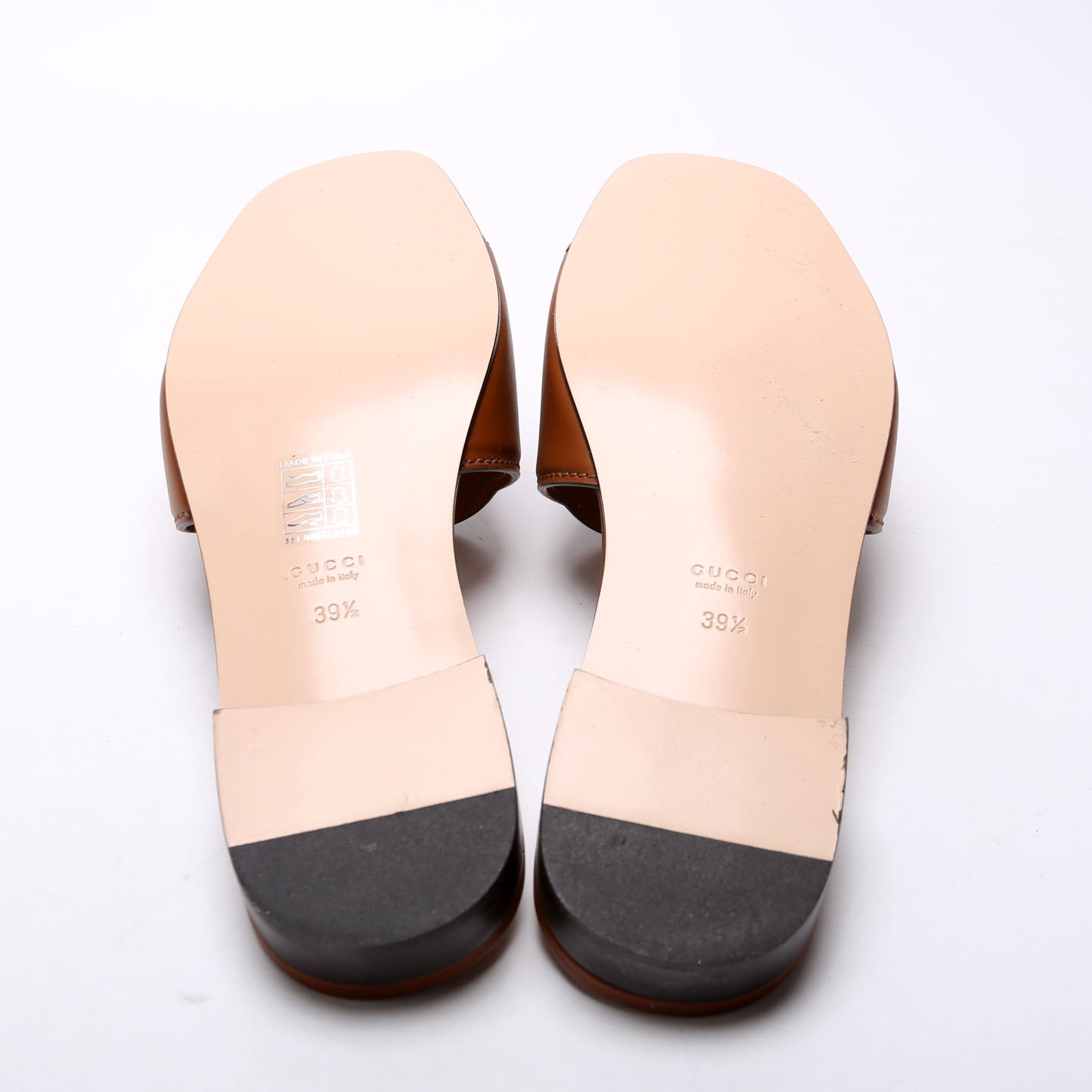 Interlocking G Leather Slide Sandals Size 39.5