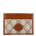 673002 GG Supreme Interlocking Card Holder Tan/Brown