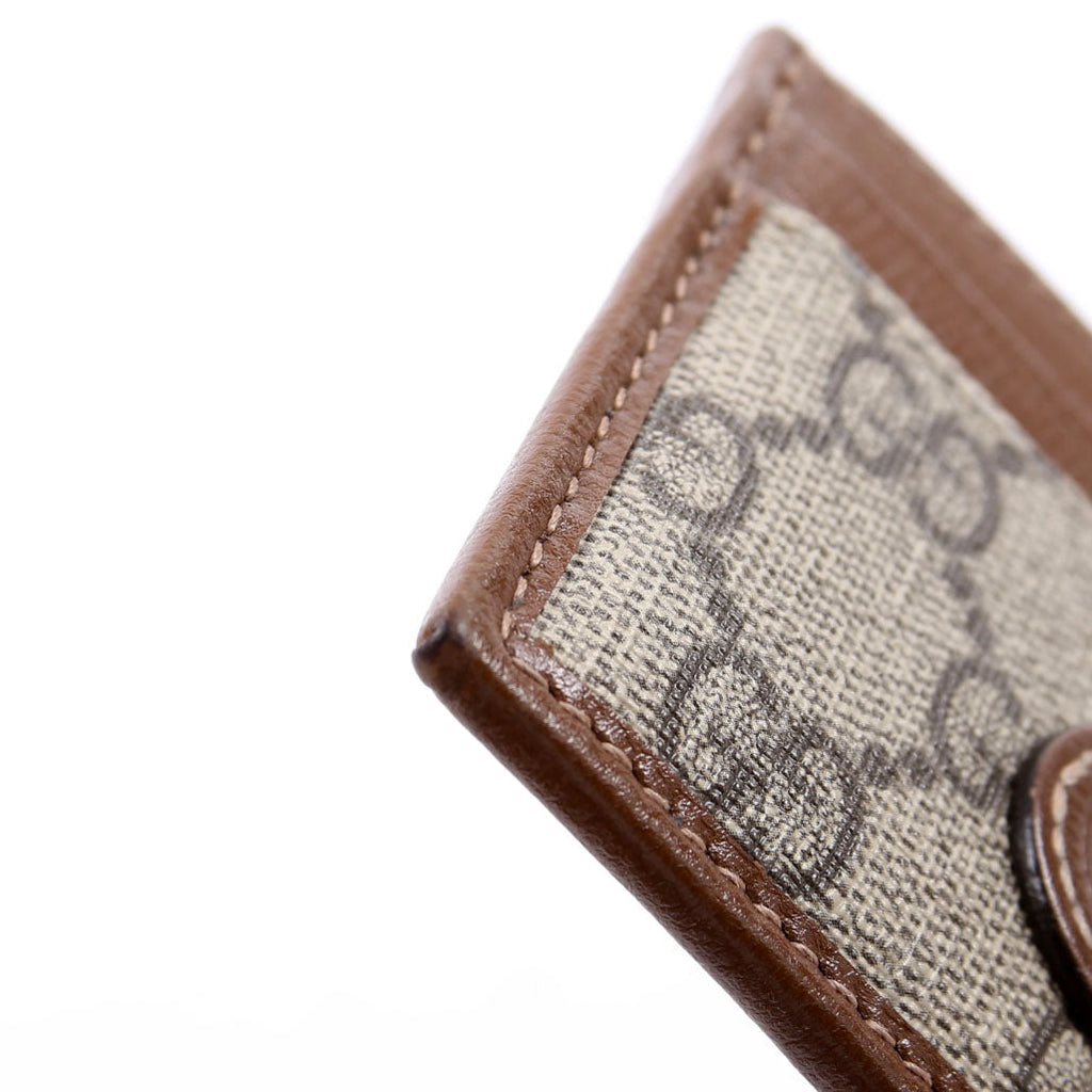 673002 GG Supreme Interlocking Card Holder Tan/Brown