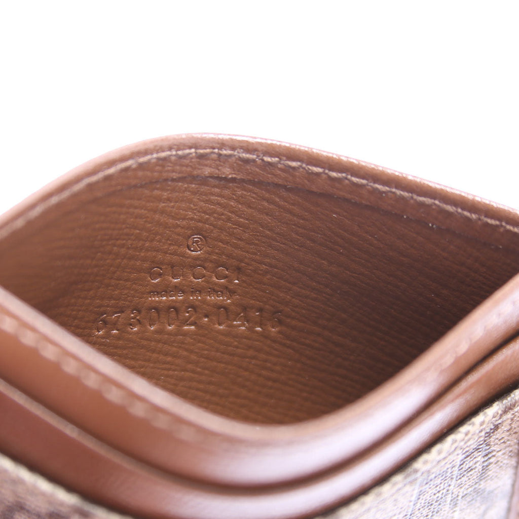 673002 GG Supreme Interlocking Card Holder Tan/Brown