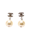 Crystal CC Pearl Drop Earrings