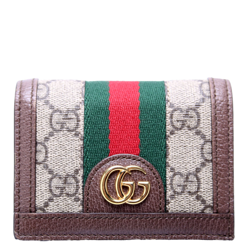 523155 Ophidia GG Card Case Wallet Brown