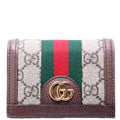523155 Ophidia GG Card Case Wallet Brown
