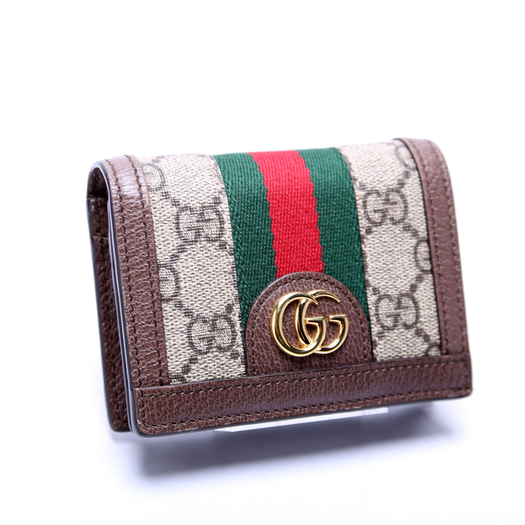 523155 Ophidia GG Card Case Wallet Brown
