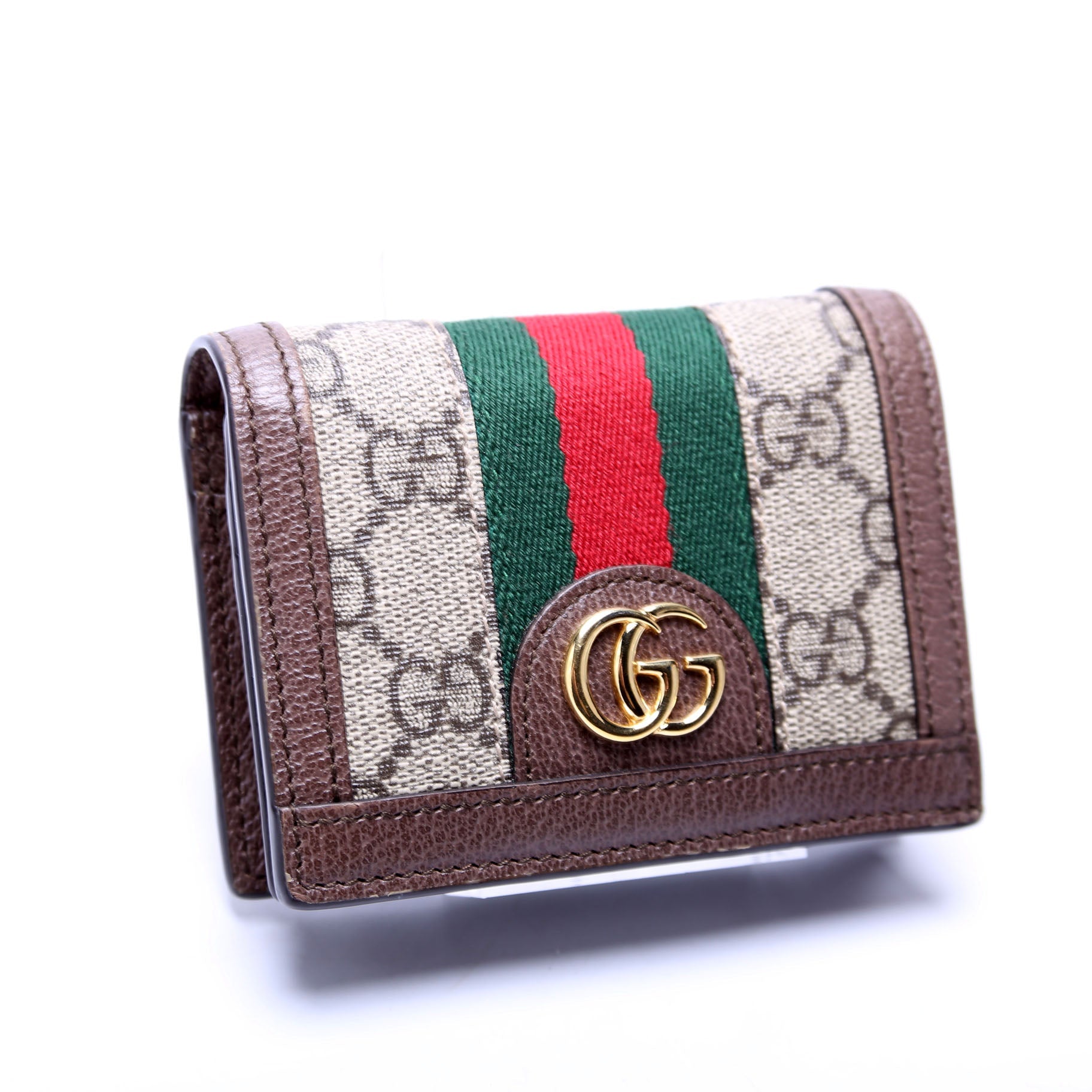 523155 Ophidia GG Card Case Wallet Brown