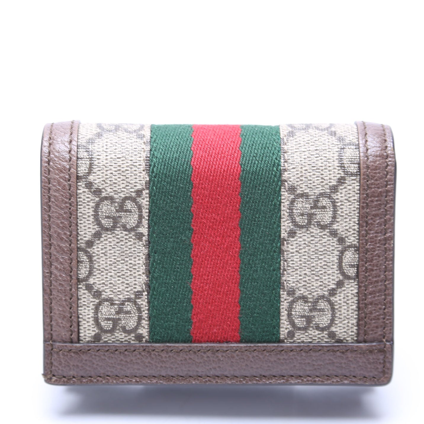 523155 Ophidia GG Card Case Wallet Brown