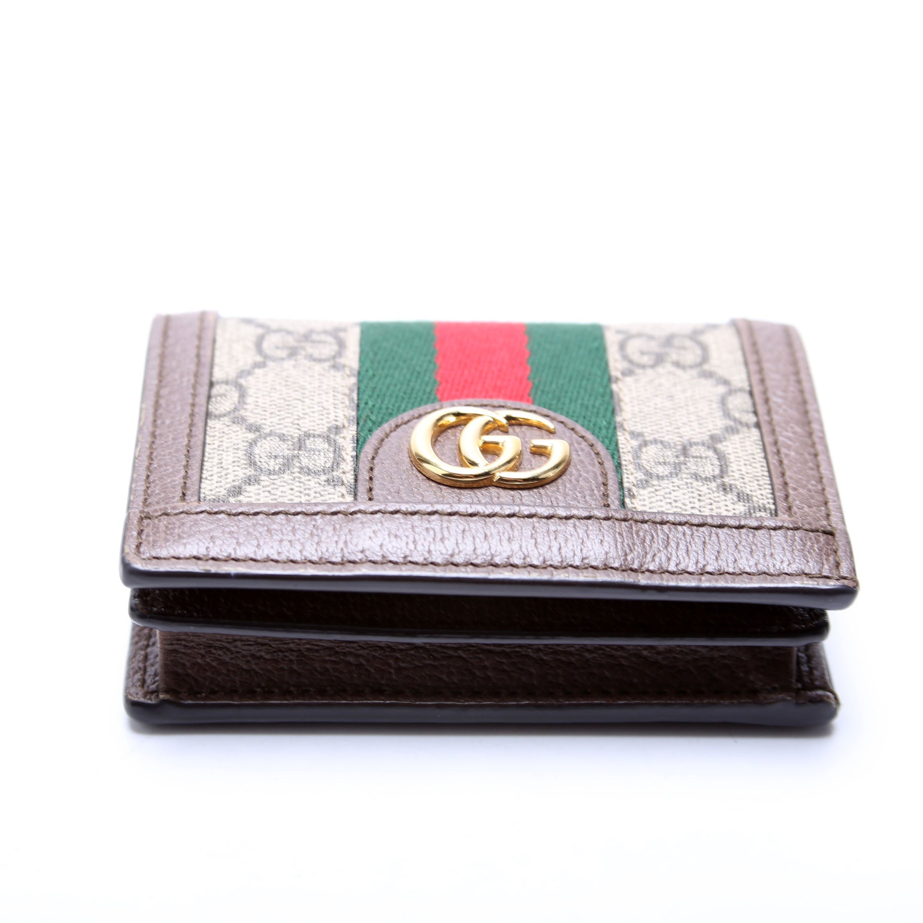 523155 Ophidia GG Card Case Wallet Brown