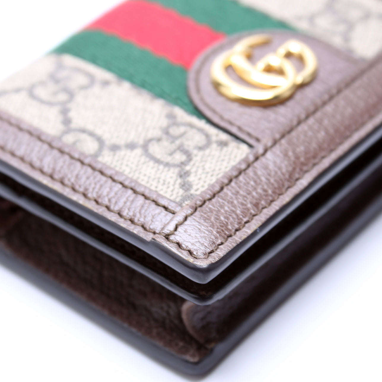 523155 Ophidia GG Card Case Wallet Brown