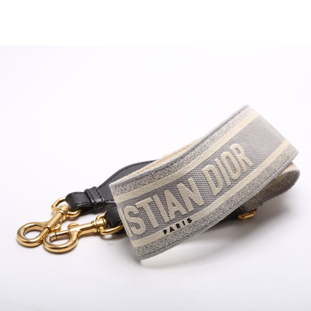 Dior Logo Wide Non-Adjustable Srap Grey/Beige