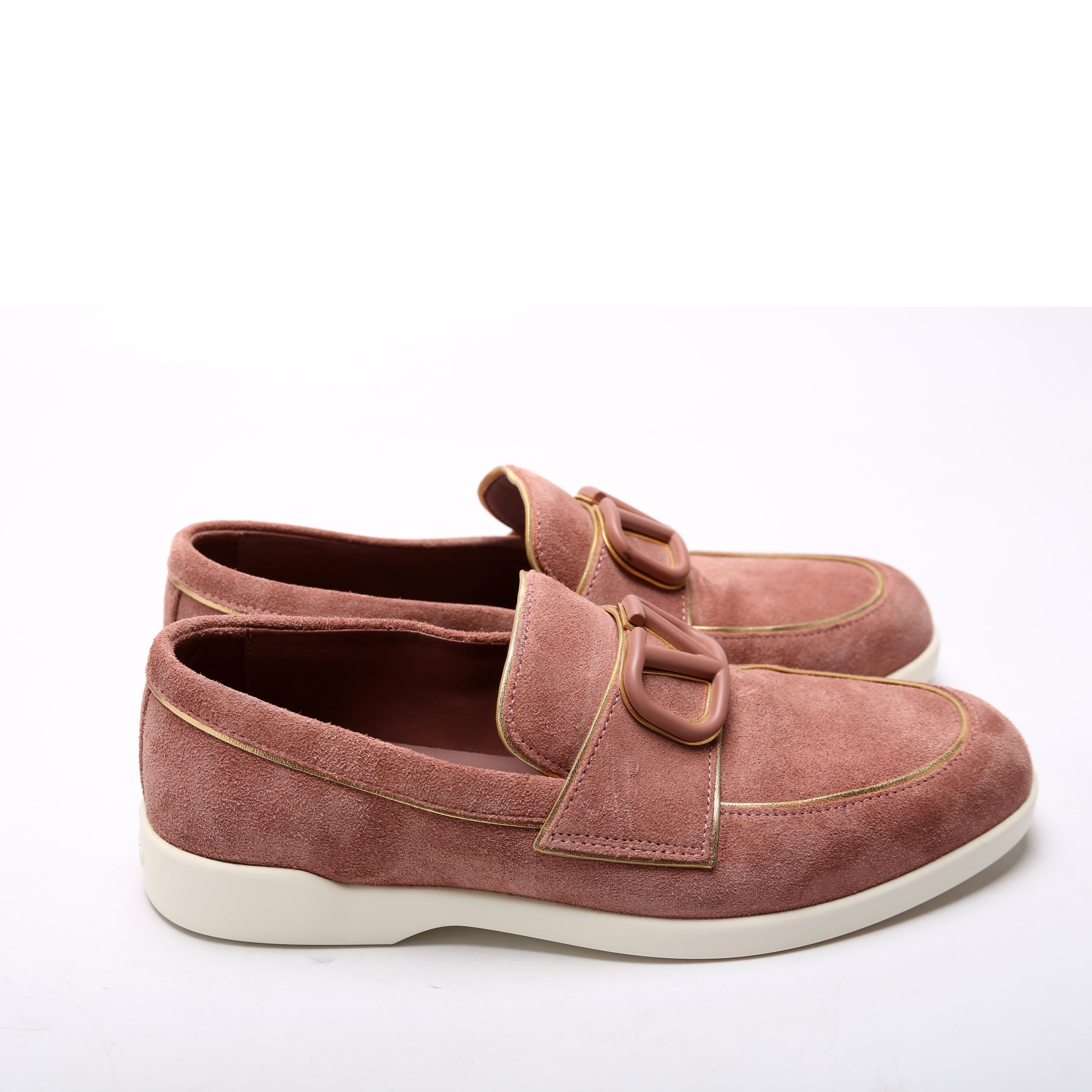 V Logo Suede Loafers Size 37 Mauve