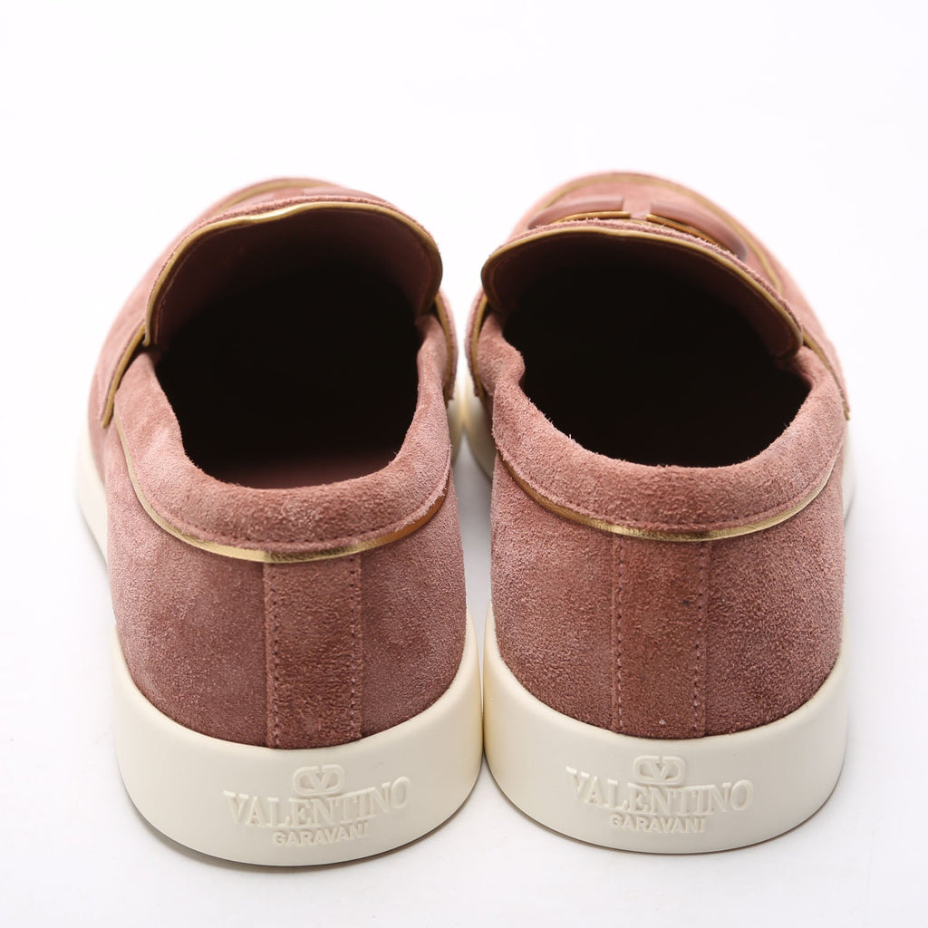 V Logo Suede Loafers Size 37 Mauve