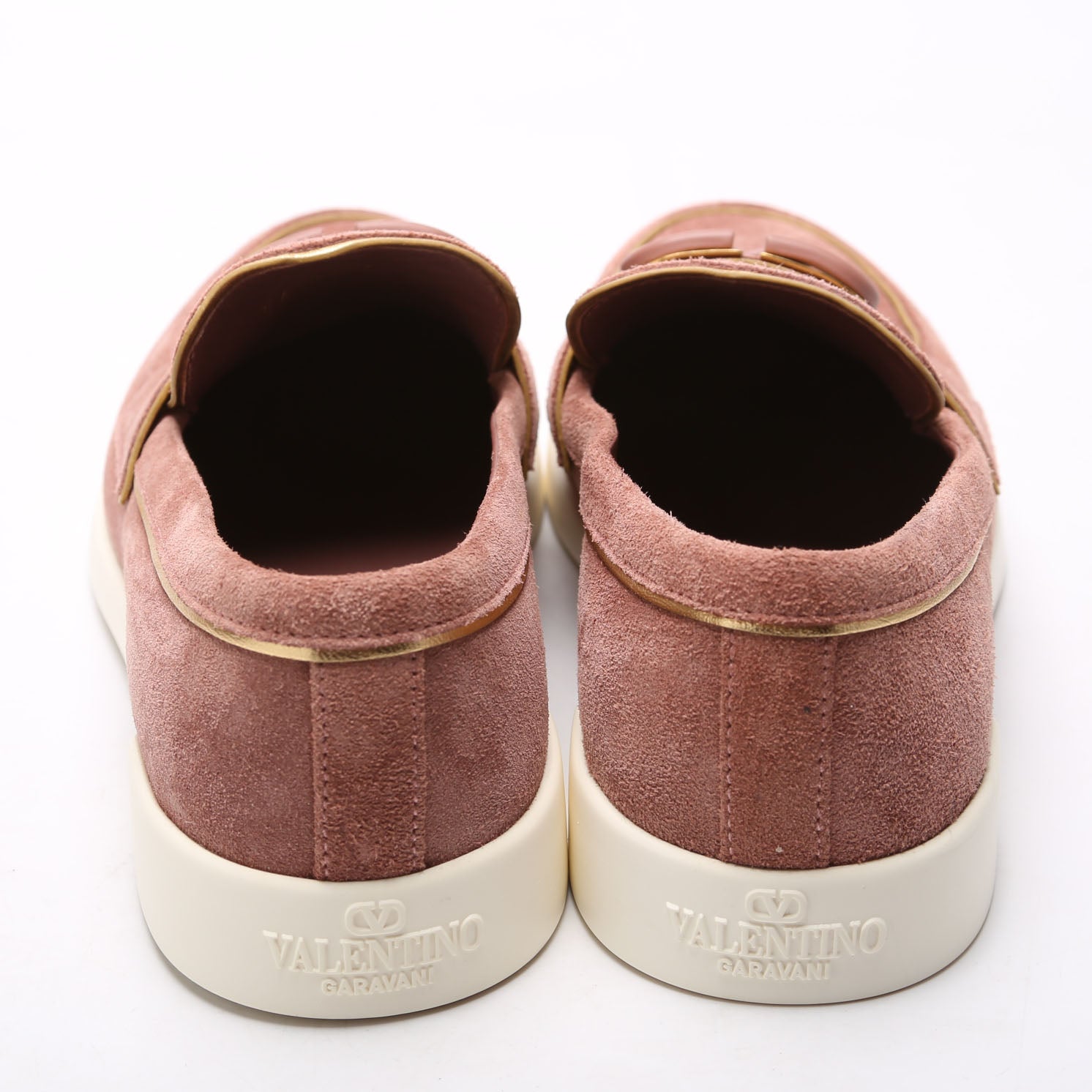 V Logo Suede Loafers Size 37 Mauve
