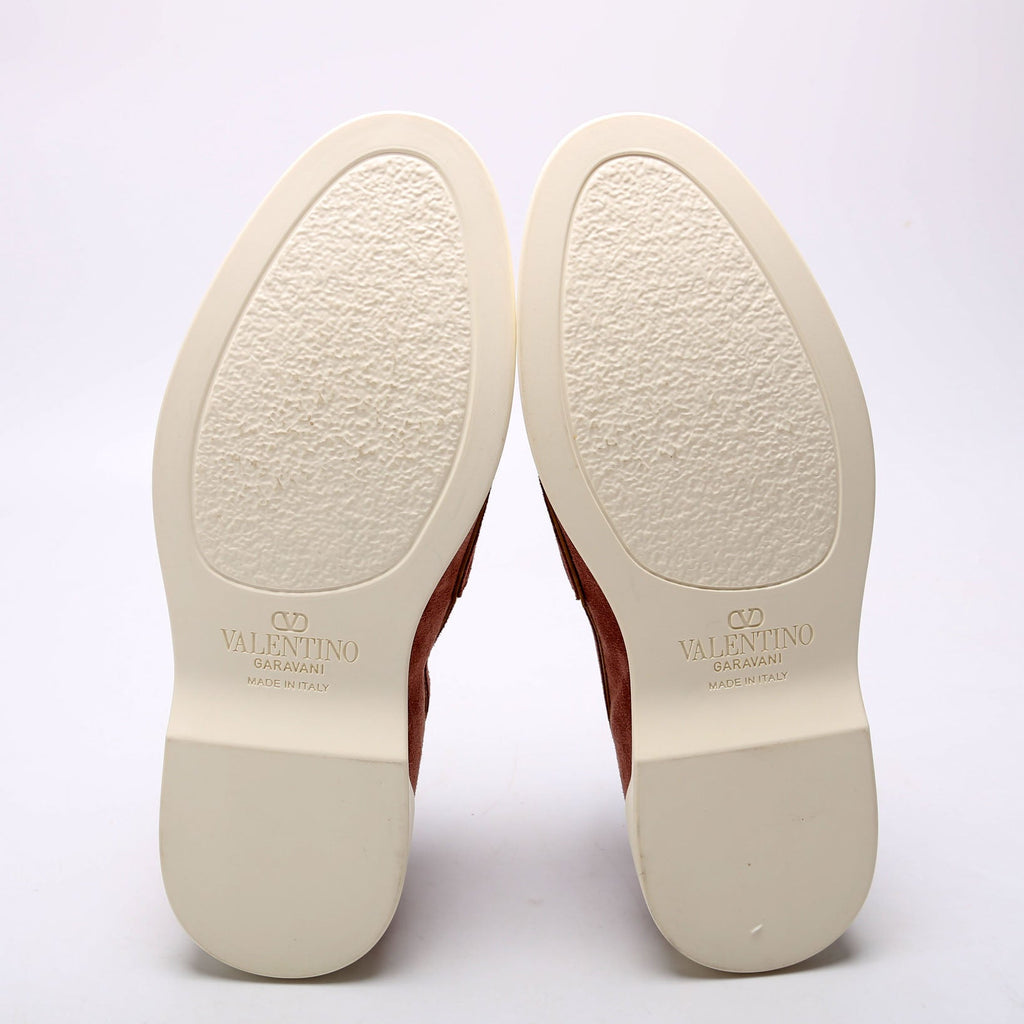 V Logo Suede Loafers Size 37 Mauve