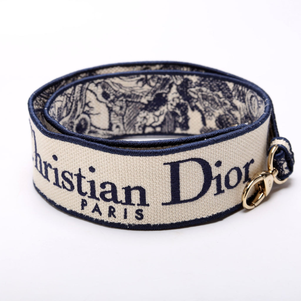 Dior Logo Wide Non-Adjustable Strap Blue/White