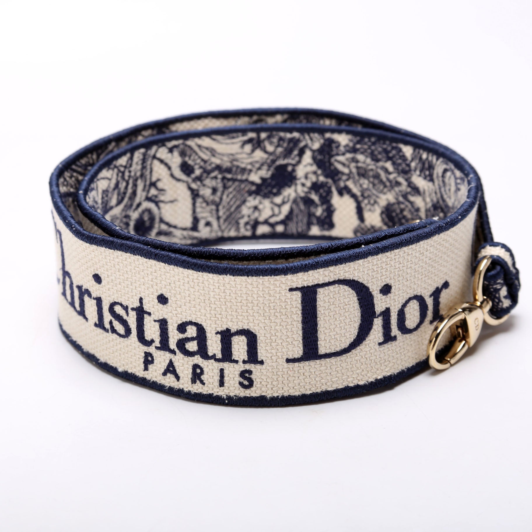 Dior Logo Wide Non-Adjustable Strap Blue/White