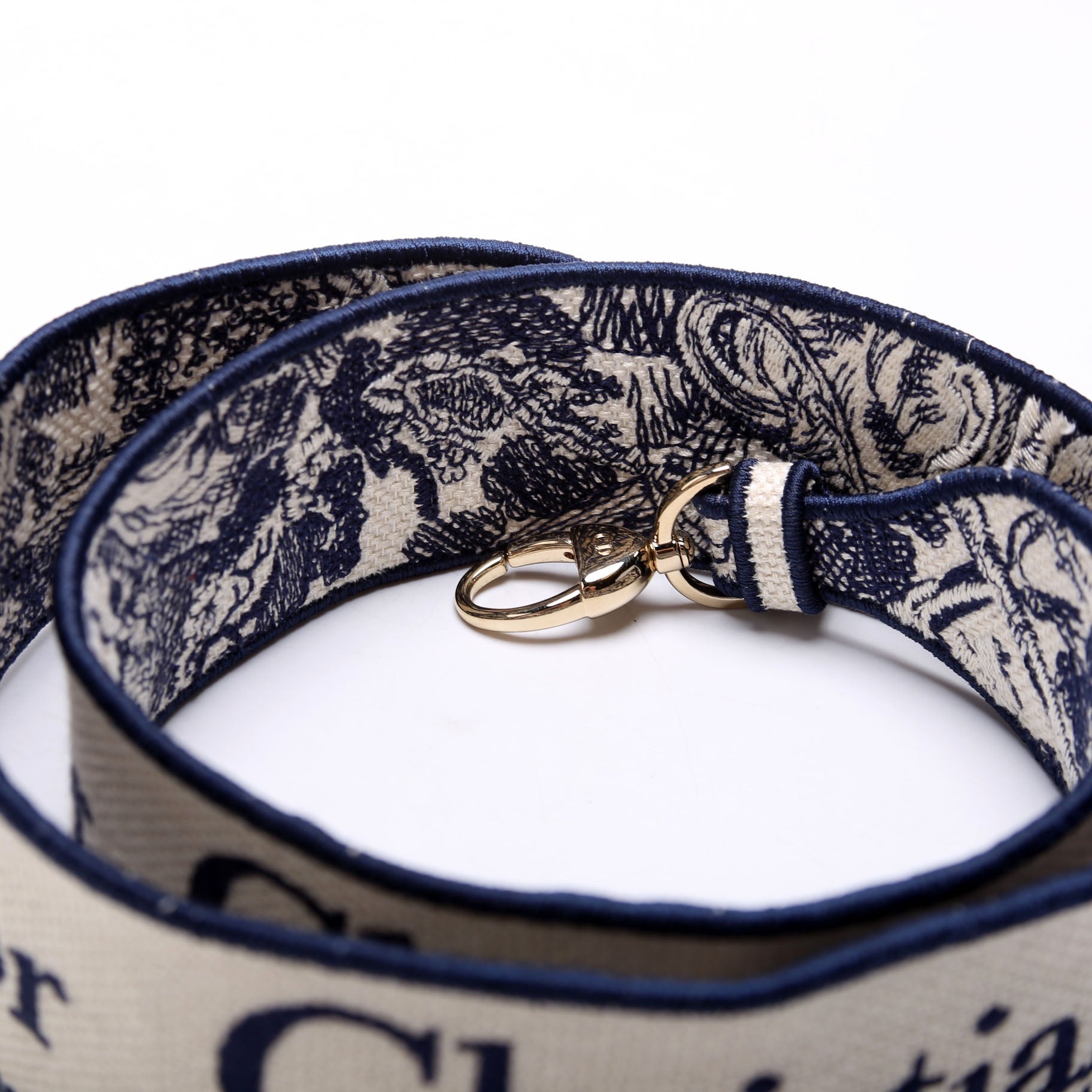 Dior Logo Wide Non-Adjustable Strap Blue/White
